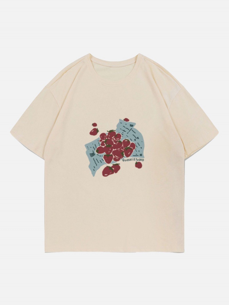 T Shirts Aelfric Eden Strawberries Print Tee Vert | VDU-78410031